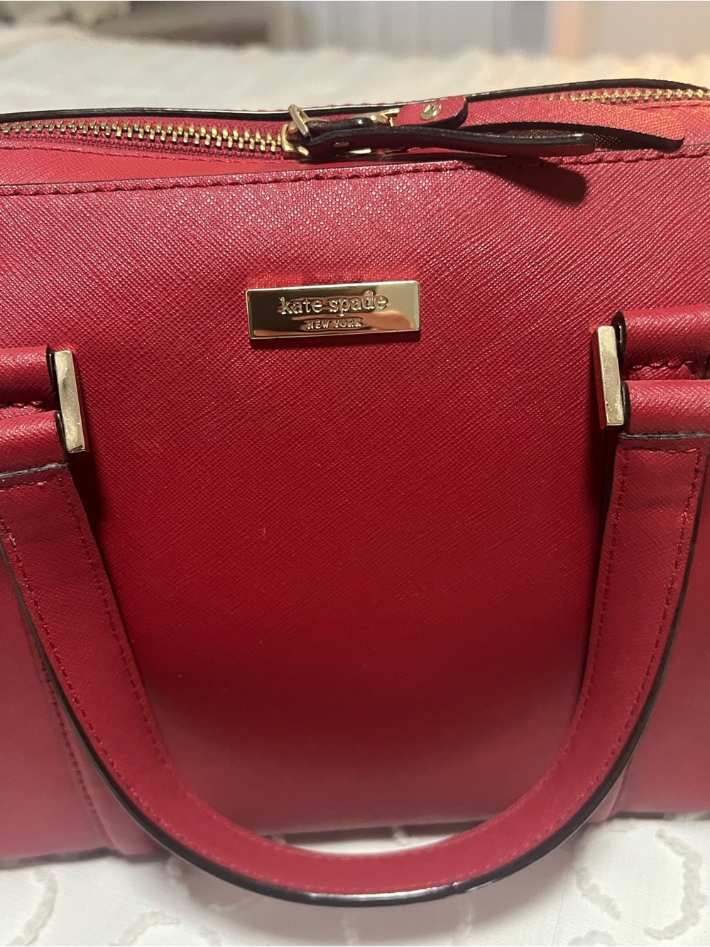 Kate Spade Red Saffiano Dome Satchel with Crossbody Strap - Picture 2 of 7
